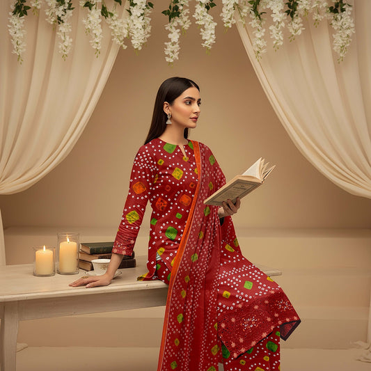 Lawn 3pc chiffon dup Daman+sleeves patch