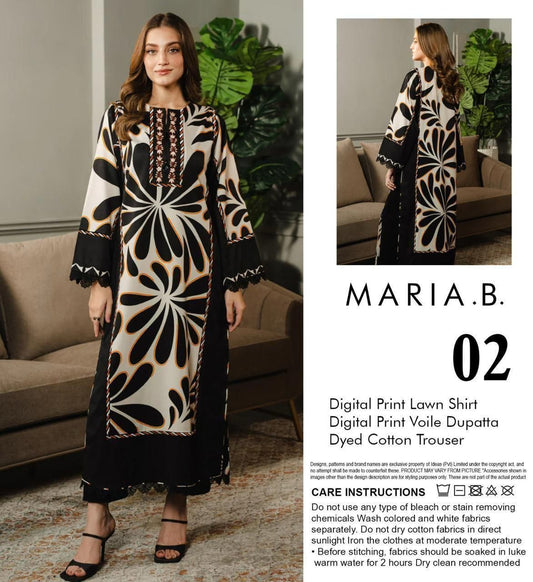 Maria.B Lawn 3pc With Voil Lawn Dup