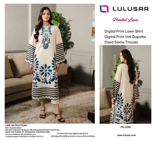 Lulusar Lawn 3pc Printed with Voil Lawn Dup
