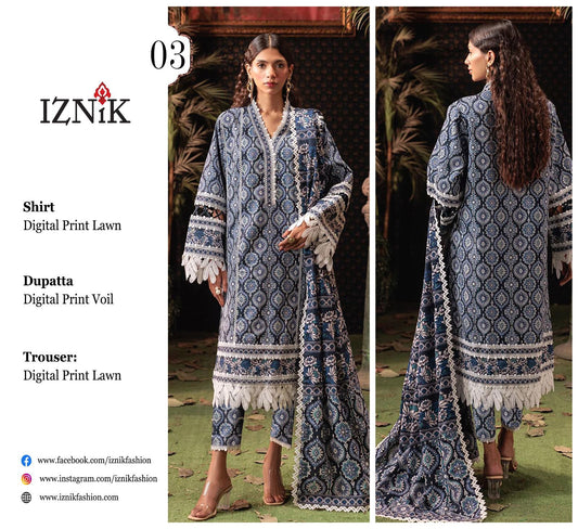 Iznik 3pc Lawn with Voil Lawn Dup