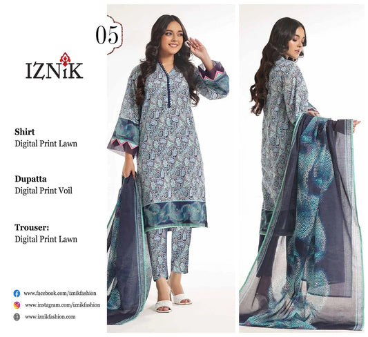 Iznik 3pc Lawn with Voil Lawn Dup