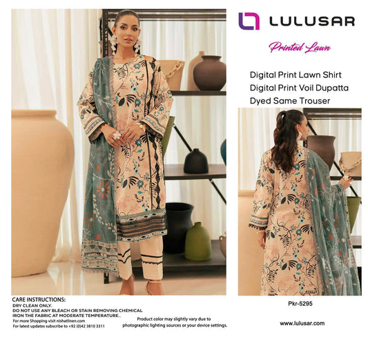 Lulusar Lawn 3pc Printed with Voil Lawn Dup