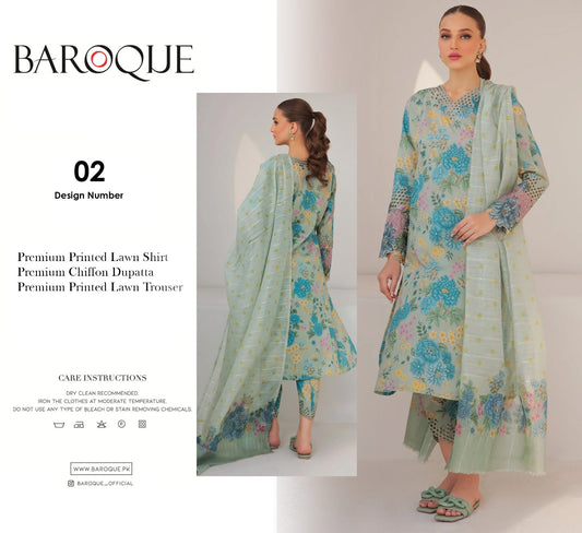 BAROOQUE 3PC LAWN CHIFOON DUPATTA