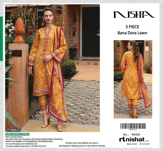 NISHAT 3PC LAWN BANADORA