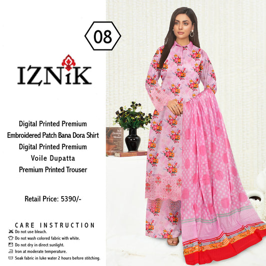 iznik 3pc lawn banadora embroidered daman patch
