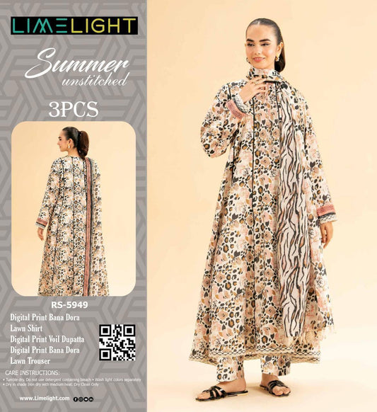 lime light 3 pc lawn bana dora