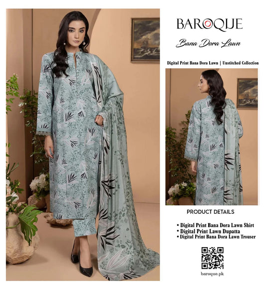 barooque 3 pc lawn bana dora