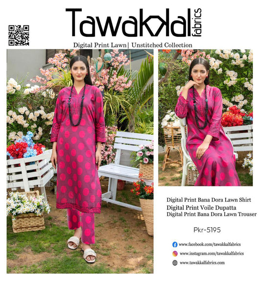 tawakal 3 pc lawn bana dora