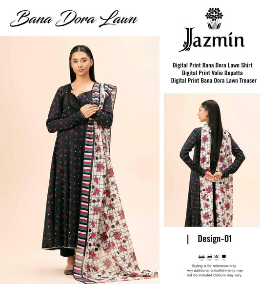 jazzmin 3 pc lawn bana dora