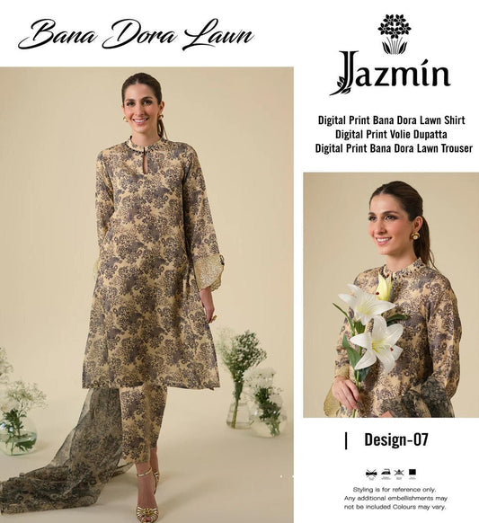 jazzmin 3 pc lawn bana dora