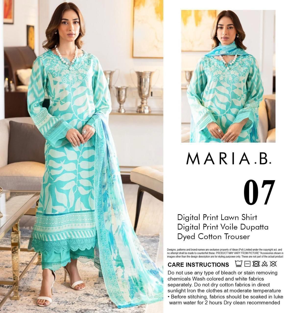 Maria.B Lawn 3pc With Voil Lawn Dup