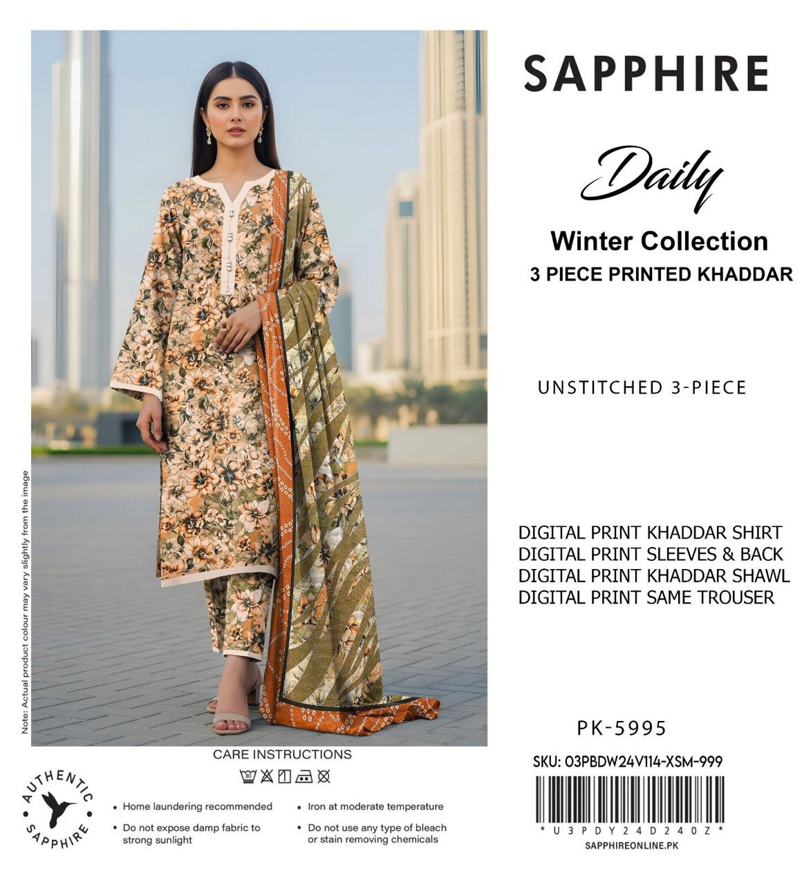 Sapphire Khaddar 3pc
