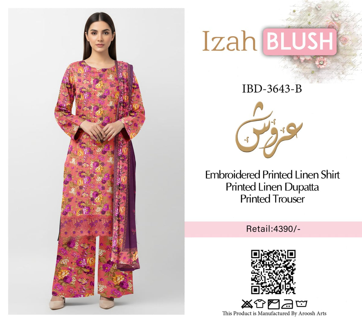 Embroidered 3pc Linen