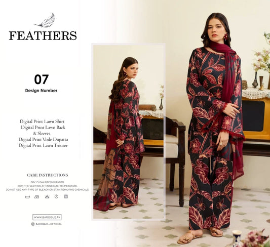 Feathers 3pc Lawn Voile Dupatta