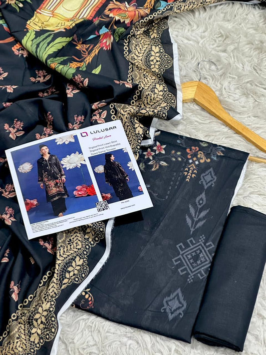 Lulusar Lawn 3pc Printed with Voil Lawn Dup