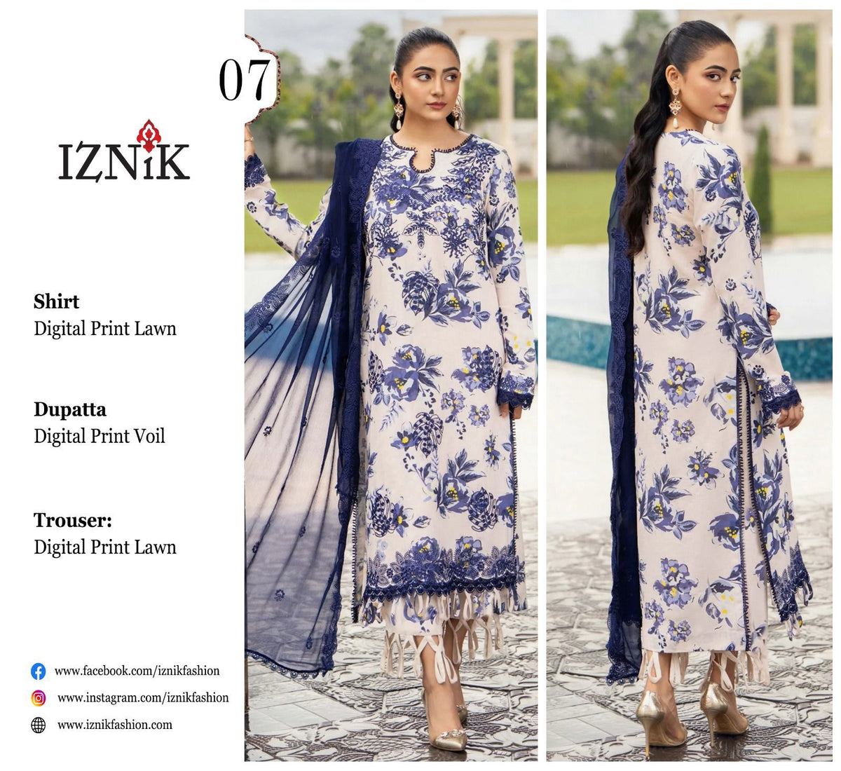 Iznik 3pc Lawn with Voil Lawn Dup