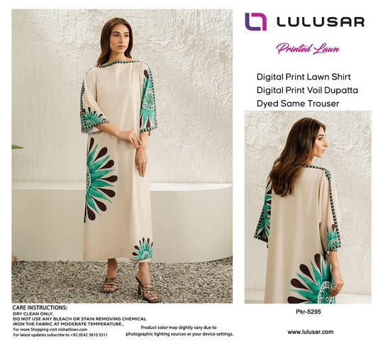 Lulusar Lawn 3pc Printed with Voil Lawn Dup