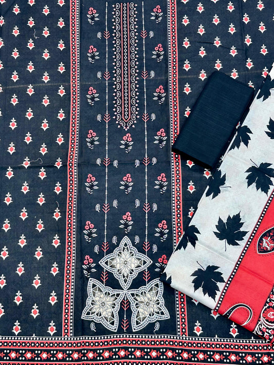 AJ EMB 3PC KHADDAR D-3646