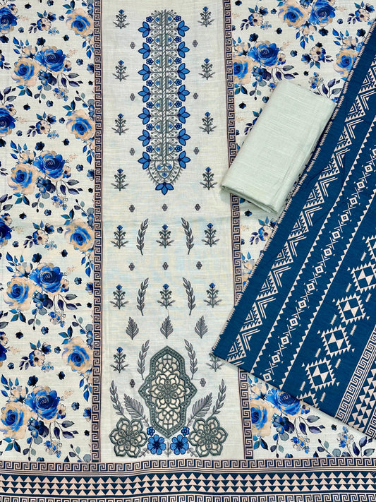 AJ EMB 3PC KHADDAR D-3647