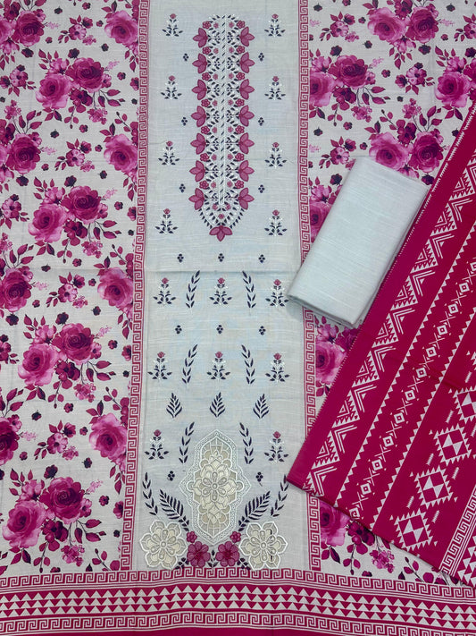 AJ EMB 3PC KHADDAR D-3649