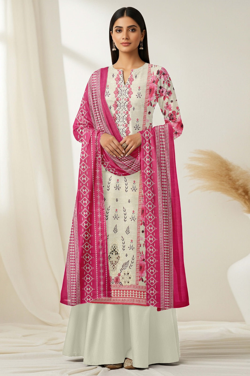 AJ EMB 3PC KHADDAR D-3649