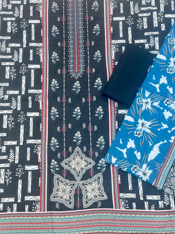 AJ EMB 3PC KHADDAR D-3650