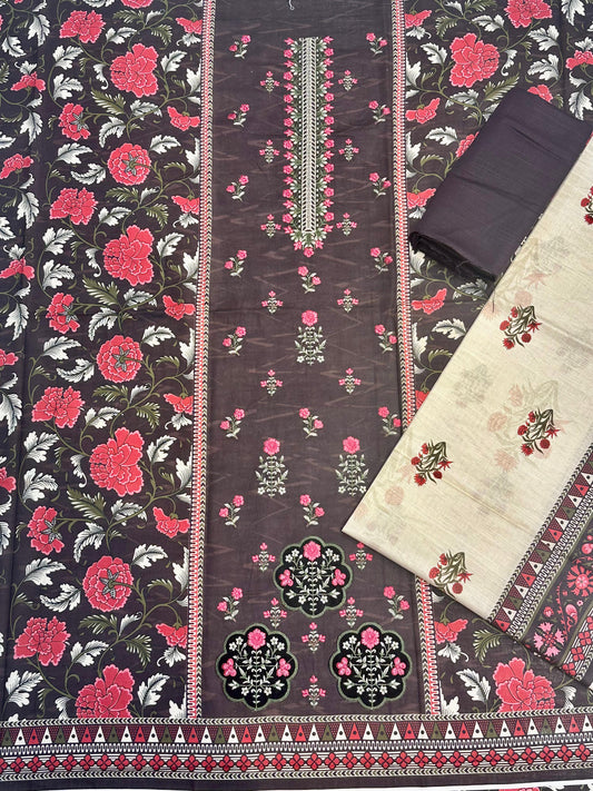 AJ EMB 3PC KHADDAR D-3652