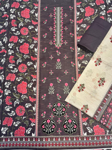 AJ EMB 3PC KHADDAR D-3652