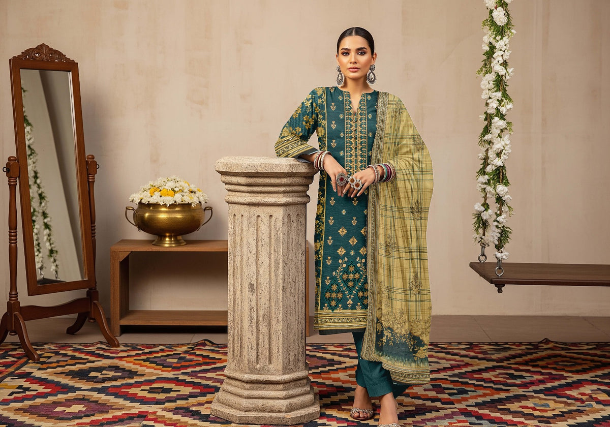 AJ EMB 3PC KHADDAR D-3653 A