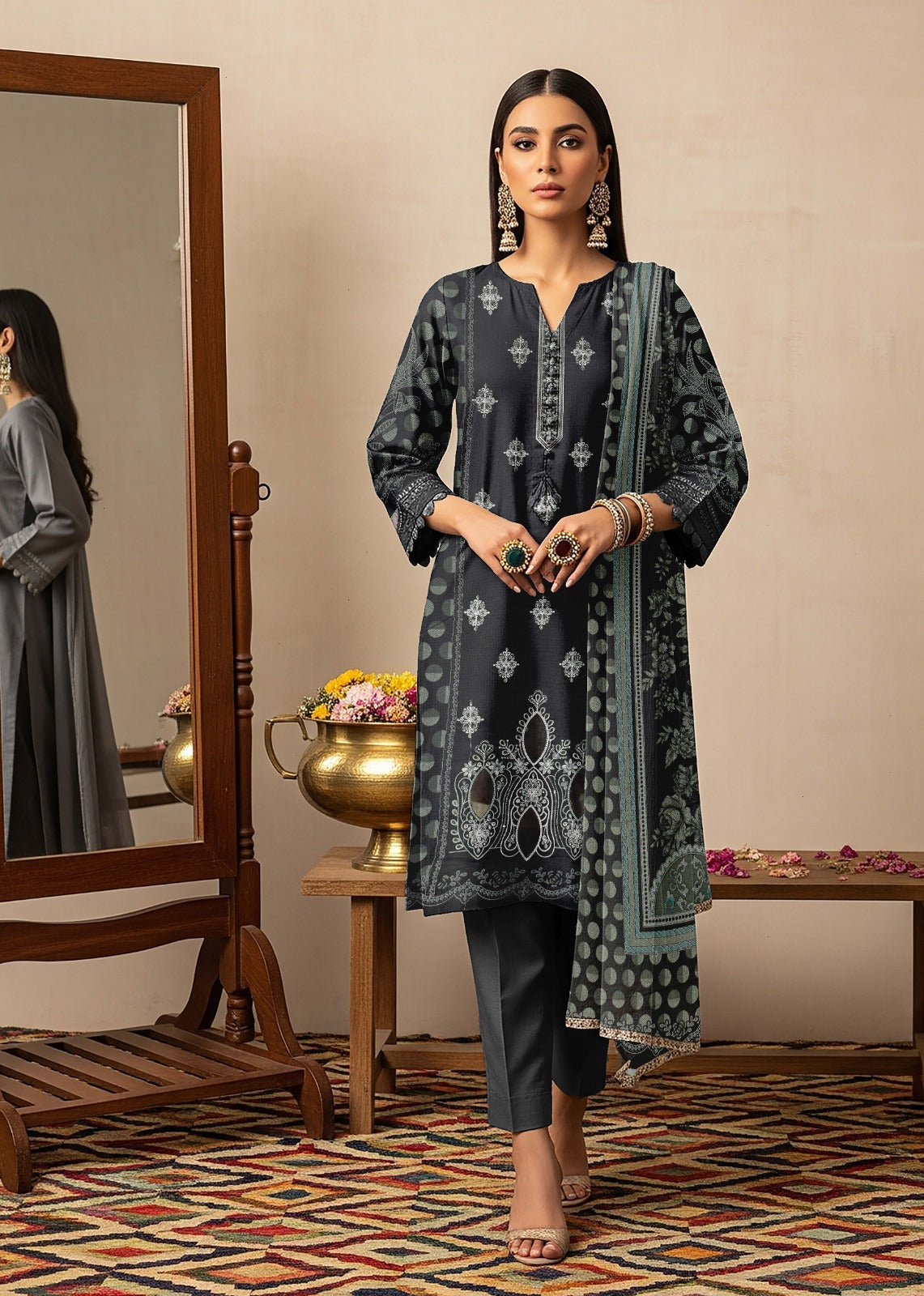 AJ EMB 3PC DHANAK D-3654 A