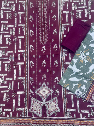 AJ EMB 3PC KHADDAR D-3656