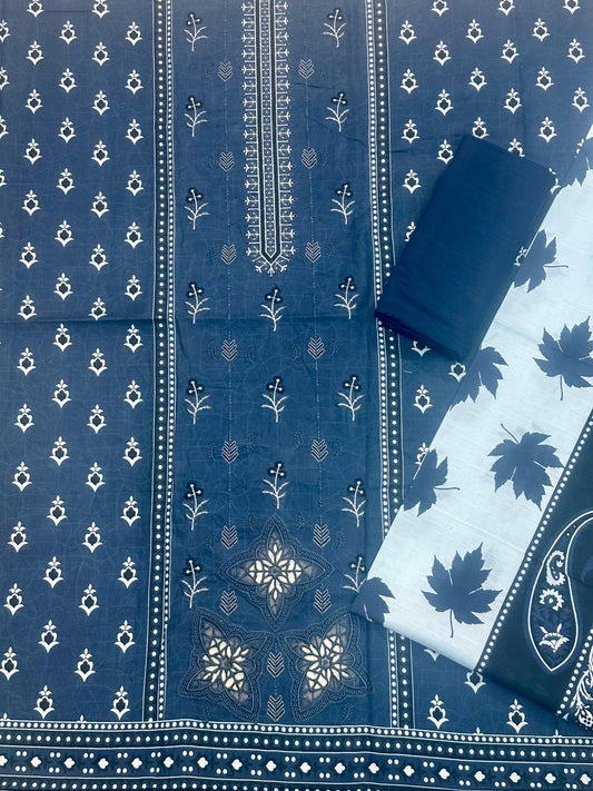 AJ EMB 3PC KHADDAR D-3658