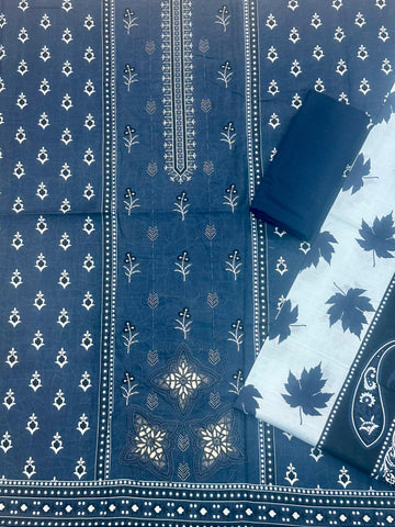 AJ EMB 3PC KHADDAR D-3658