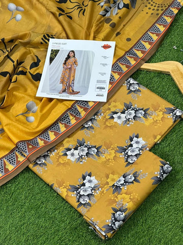 Khaadi Lawn 3pc Printed With Voil Lawn Dup