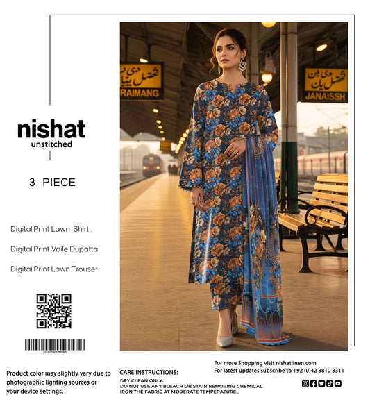 Nishat Lawn 3pc Printed Voil Lawn Dup