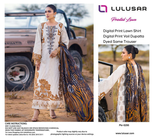 Lulusar Lawn 3pc Printed with Voil Lawn Dup