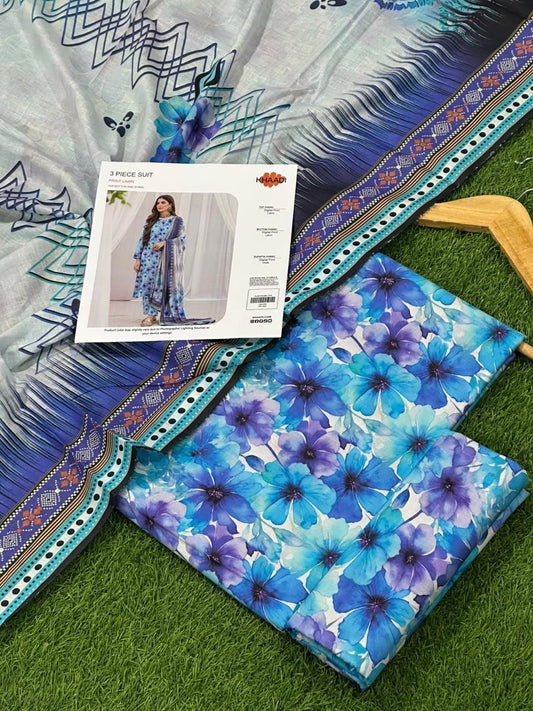 Khaadi Lawn 3pc Printed With Voil Lawn Dup