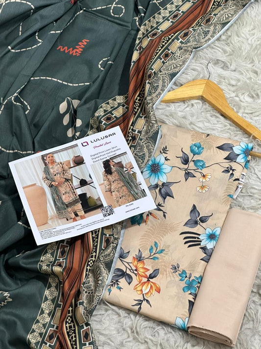 Lulusar Lawn 3pc Printed with Voil Lawn Dup