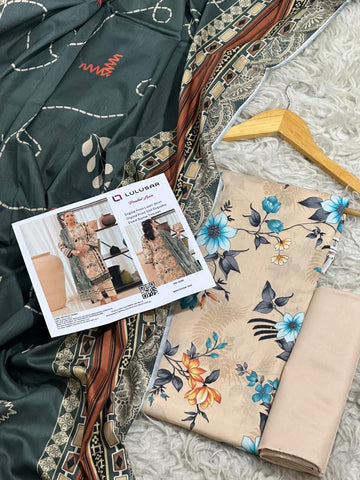 Lulusar Lawn 3pc Printed with Voil Lawn Dup