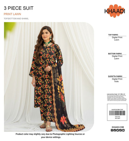 Khaadi Lawn 3pc Printed With Voil Lawn Dup