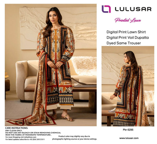 Lulusar Lawn 3pc Printed with Voil Lawn Dup
