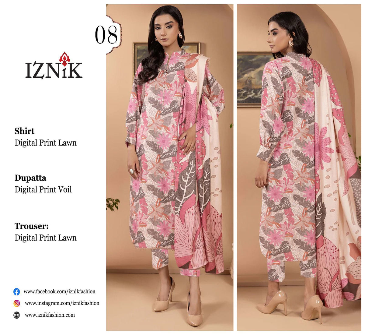Iznik 3pc Lawn with Voil Lawn Dup