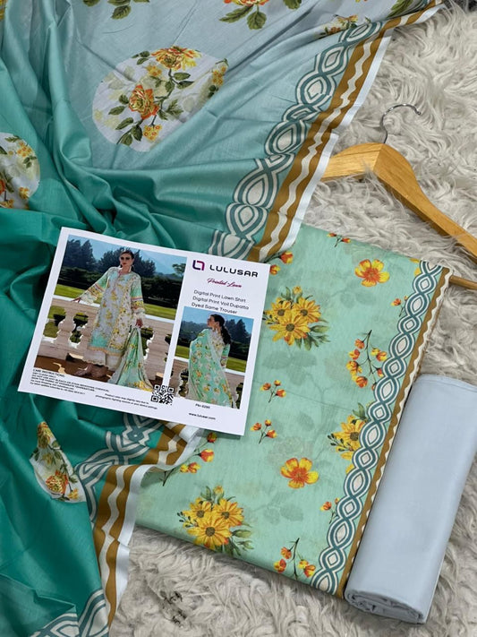 Lulusar Lawn 3pc Printed with Voil Lawn Dup