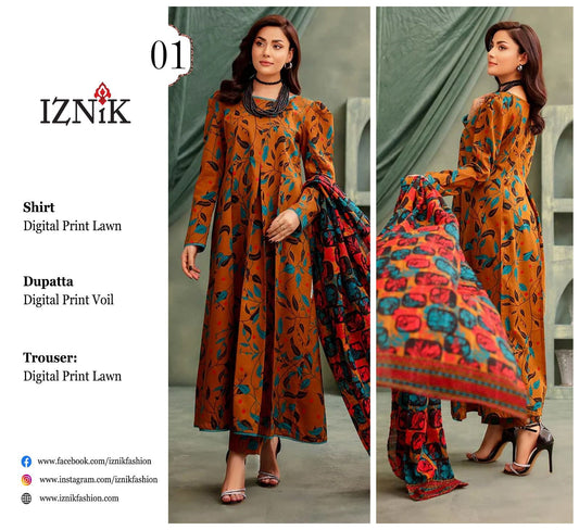 Iznik 3pc Lawn with Voil Lawn Dup