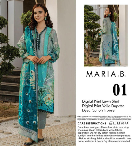 Maria.B Lawn 3pc With Voil Lawn Dup