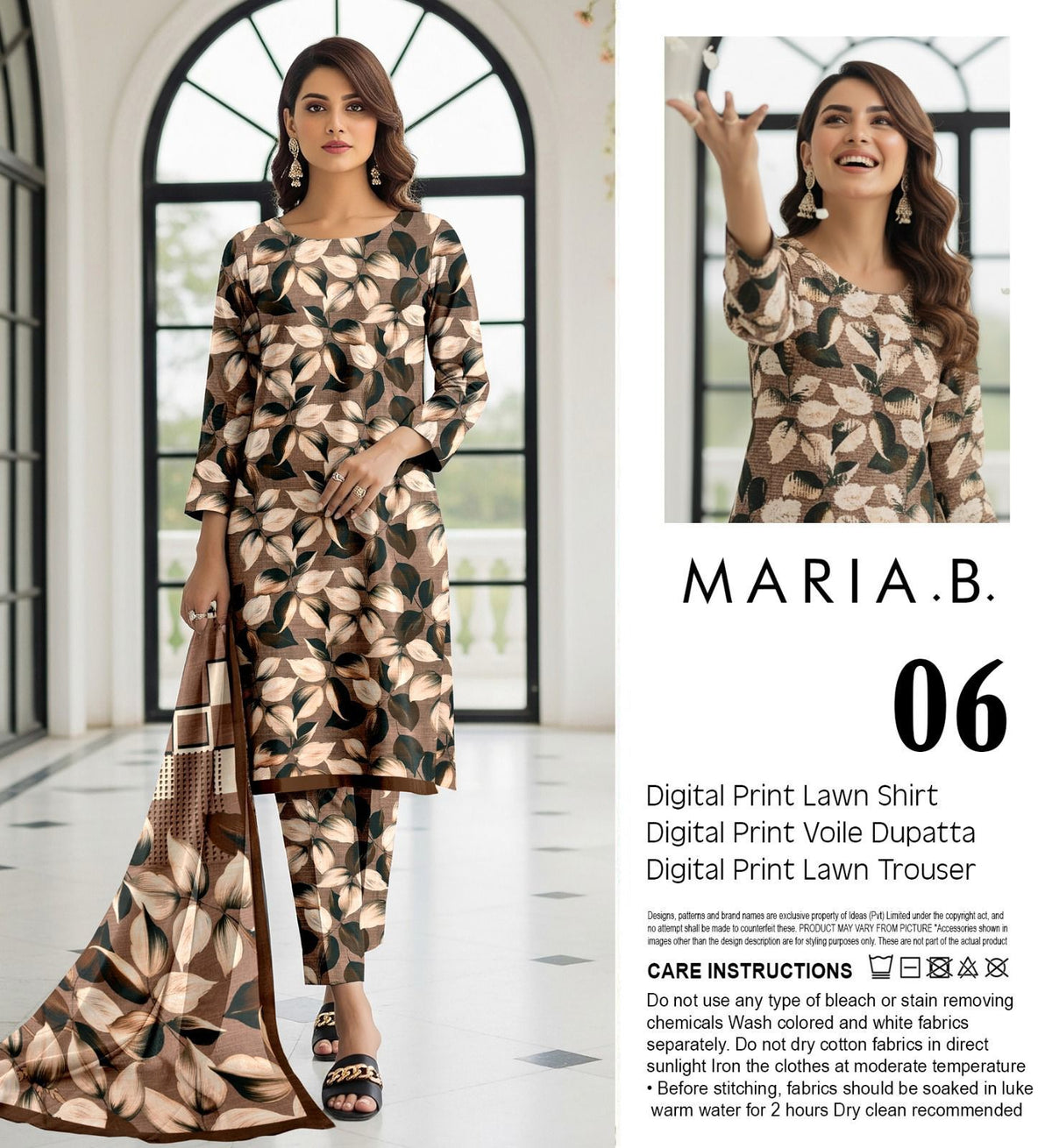 Maria.B Lawn 3pc With Voil Lawn Dup