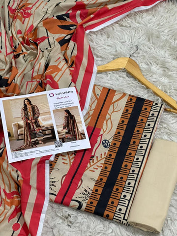 Lulusar Lawn 3pc Printed with Voil Lawn Dup