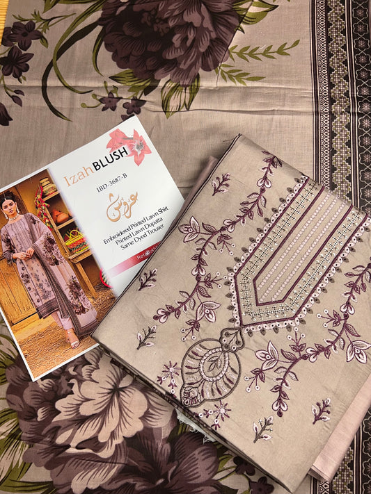 Lawn 3pc lawn dup center panel emb