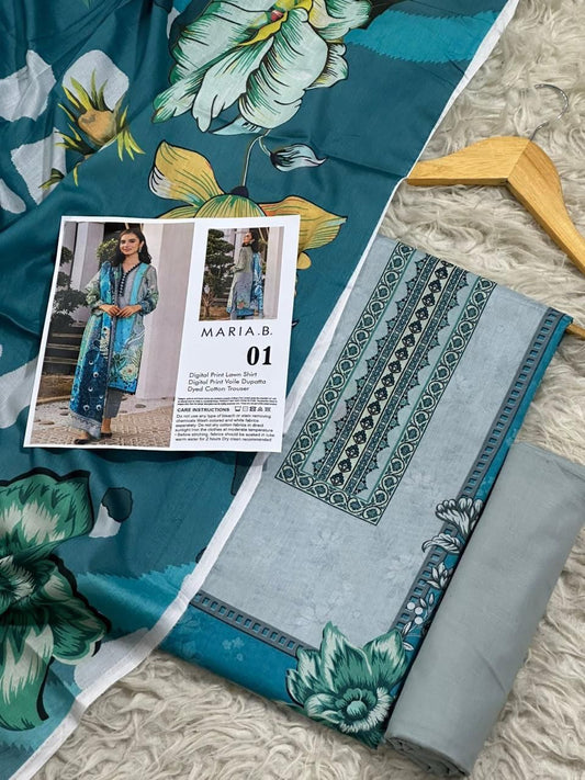 Maria.B Lawn 3pc With Voil Lawn Dup