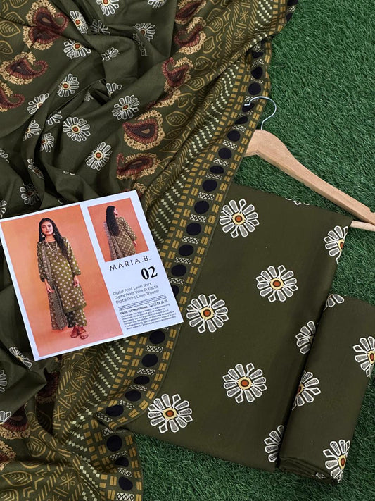 Maria.B Lawn 3pc With Voil Lawn Dup